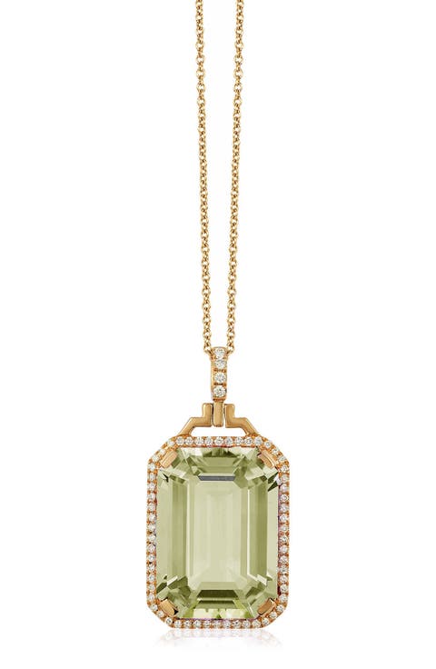 Gossip Emerald-Cut Prasiolite Pendant Necklace