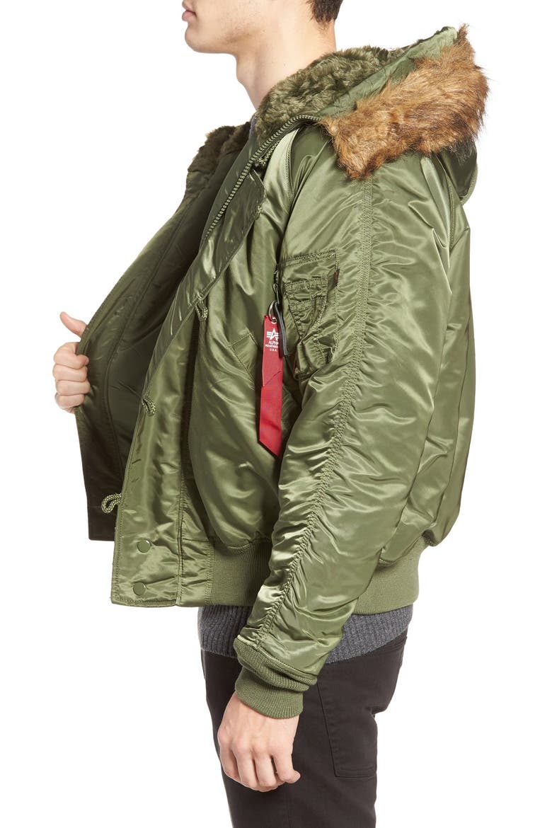 N-2B Short Hooded Parka, Alternate, color, SAGE GREEN