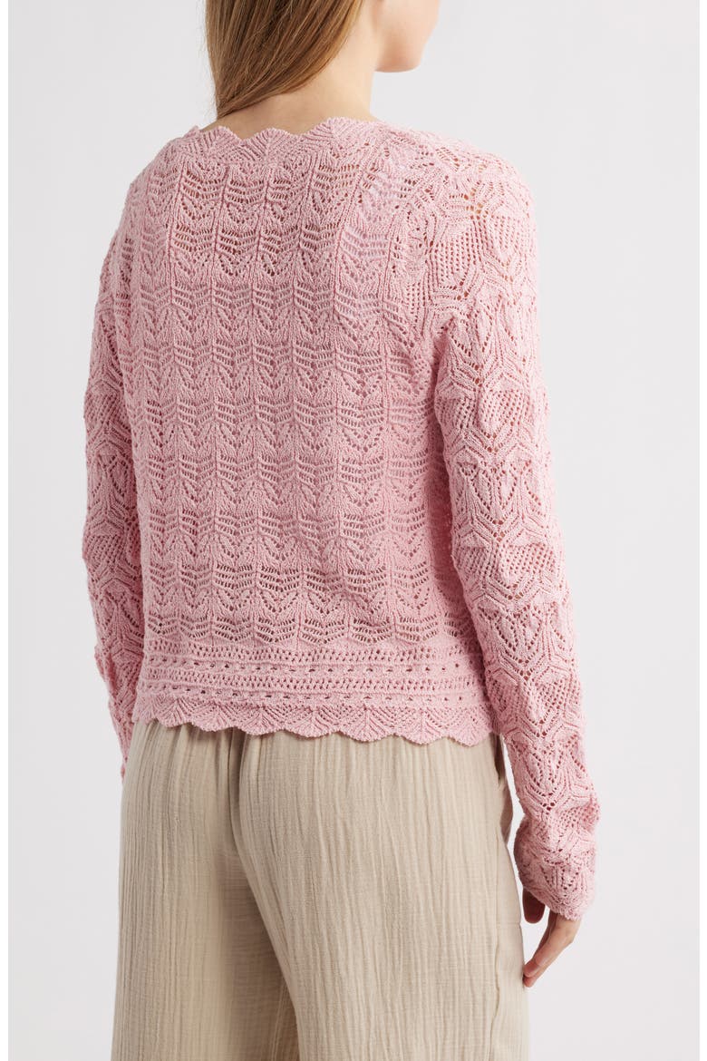Tamia Pointelle Knit Cardigan, Alternate, color, PETAL PINK