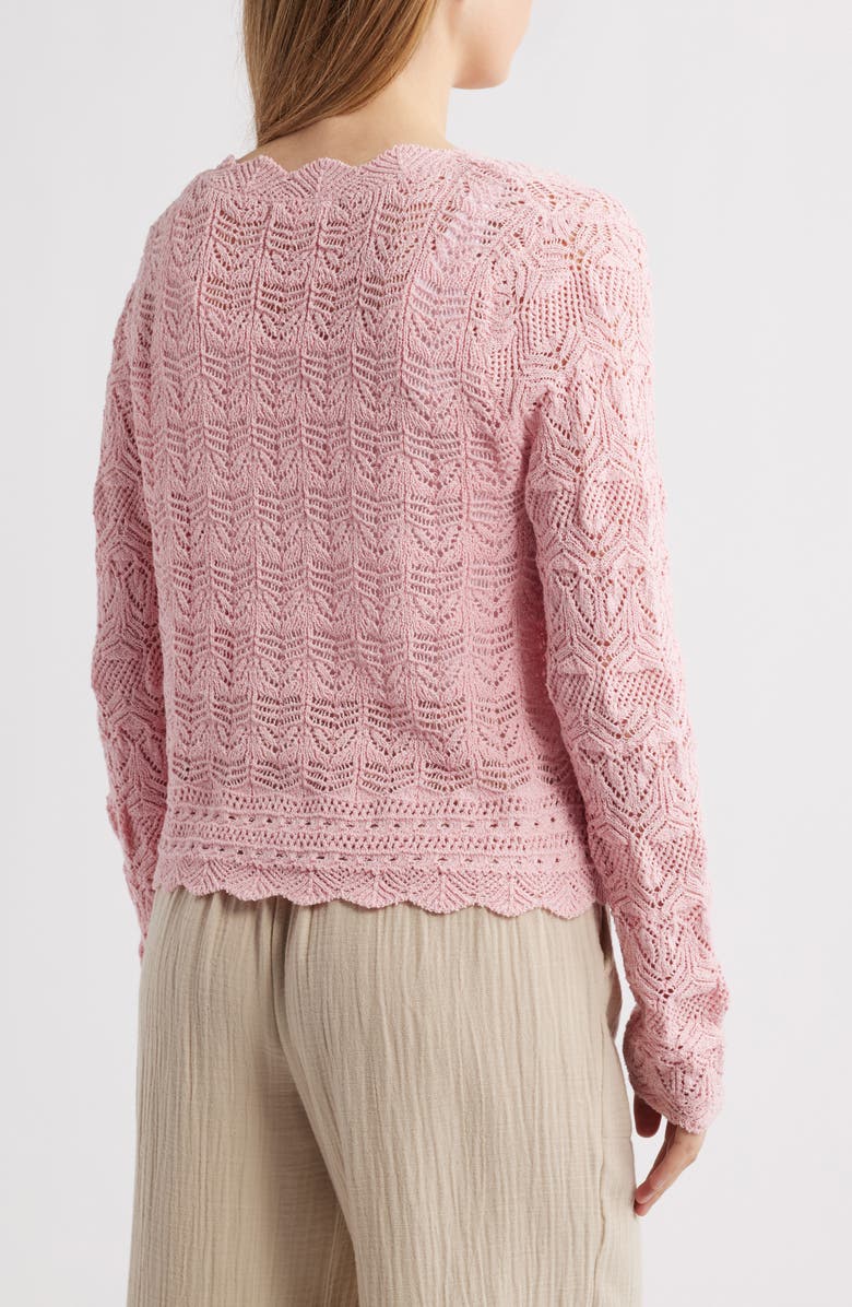beachlunchlounge Tamia Pointelle Knit Cardigan, Alternate, color, Petal Pink