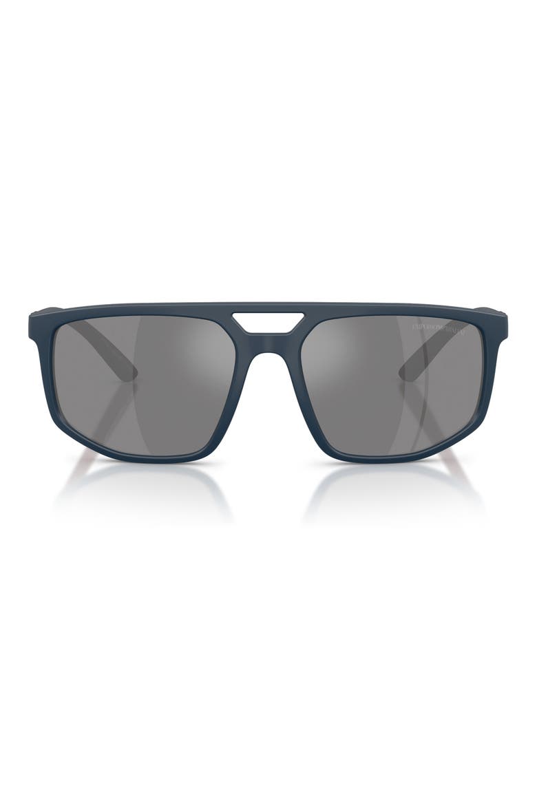 58mm Pilot Sunglasses, Main, color, BLUE / GREY MIRROR SILVER