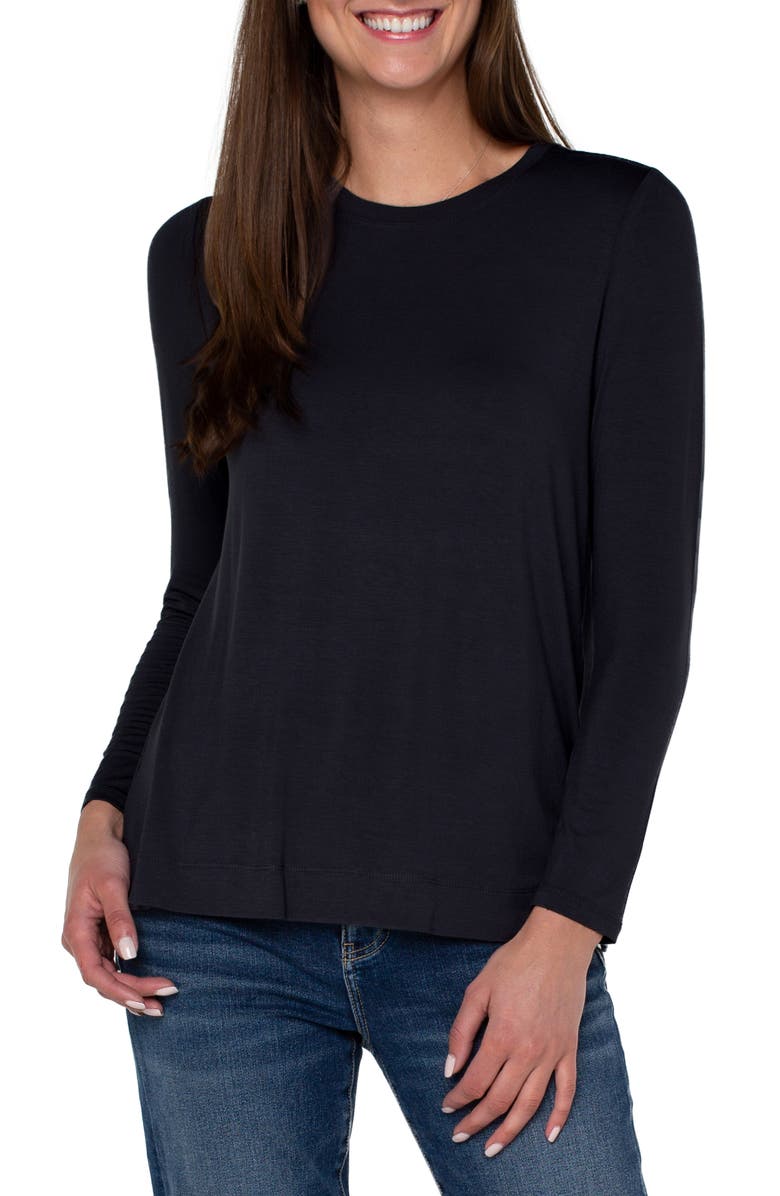 Liverpool Los Angeles High-Low Long Sleeve Top, Main, color, 