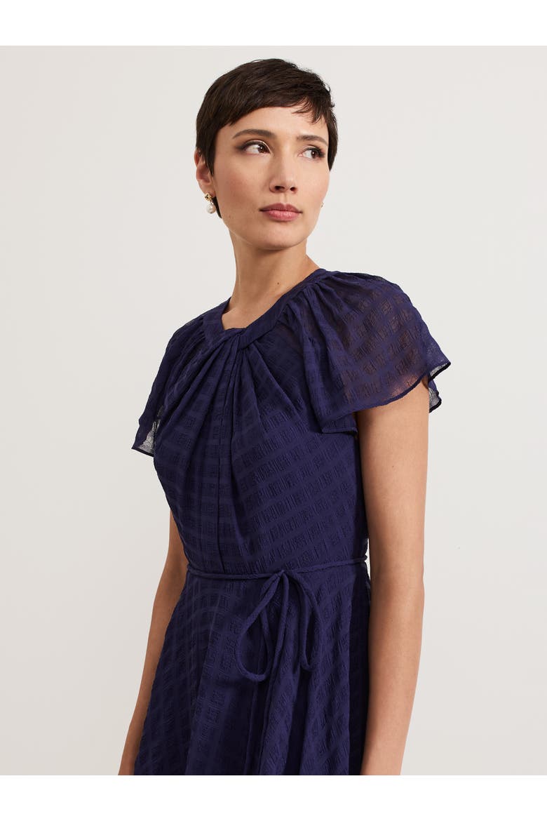 Gwen Pleated Textured Dress, Alternate, color, Navy