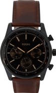 Fossil Sullivan Multifunction Leather Strap Watch, 44mm