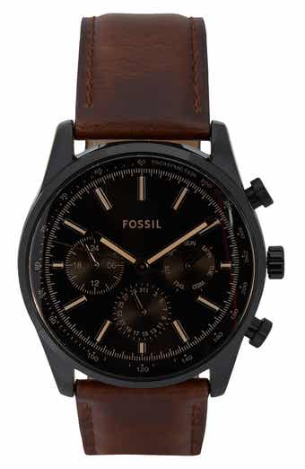 Fossil Sullivan Multifunction Leather Strap Watch, 44mm