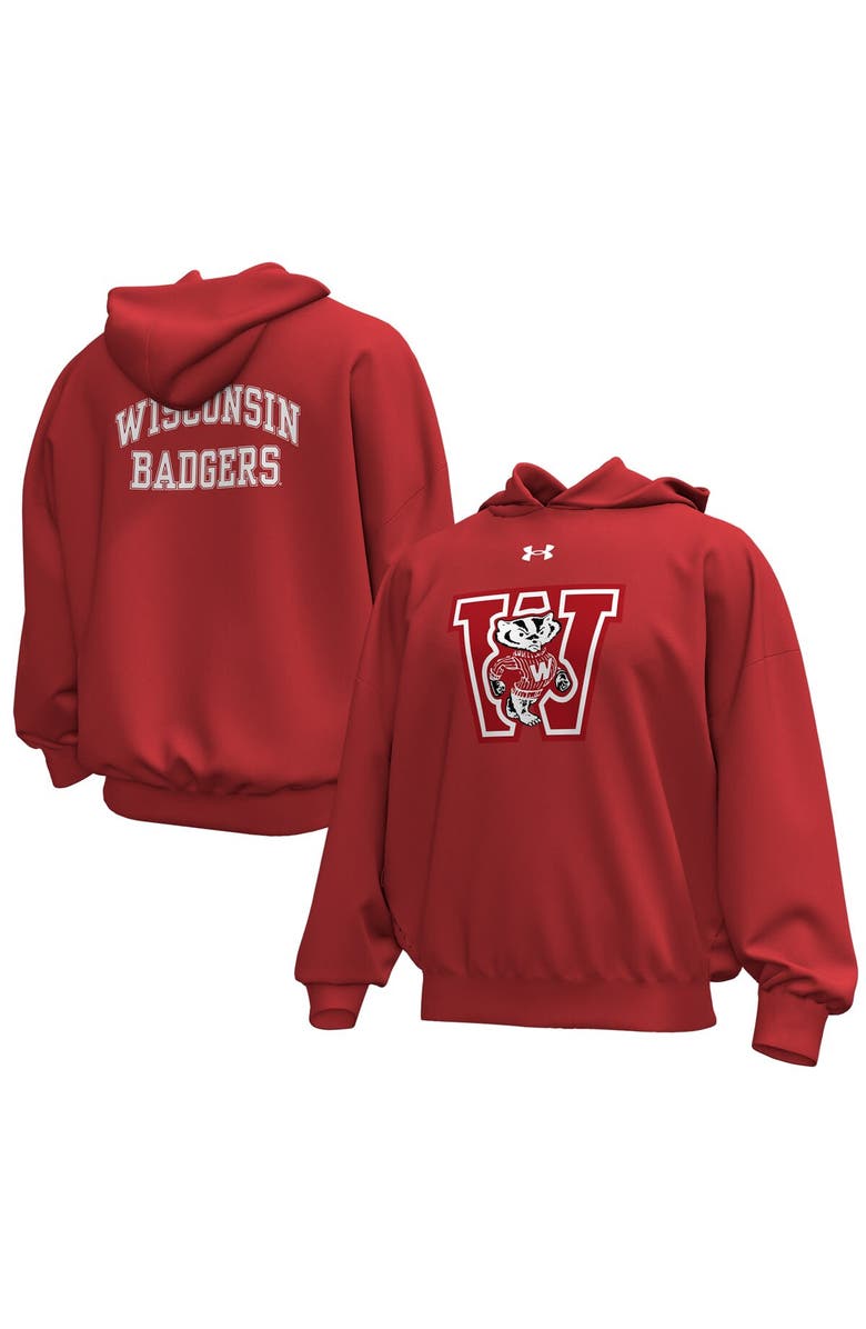 Under Armour Men's Under Armour Red Wisconsin Badgers Throwback Icon Fleece Pullover Hoodie, Main, color, Red