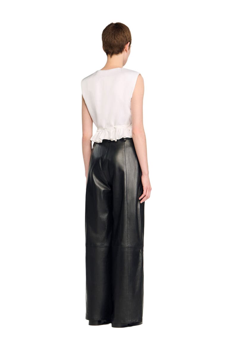Ruffled V-neck crop top, Alternate, color, Ecru