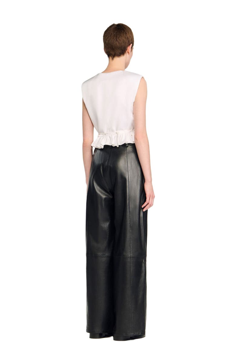 SANDRO Ruffled V-neck crop top, Alternate, color, Ecru