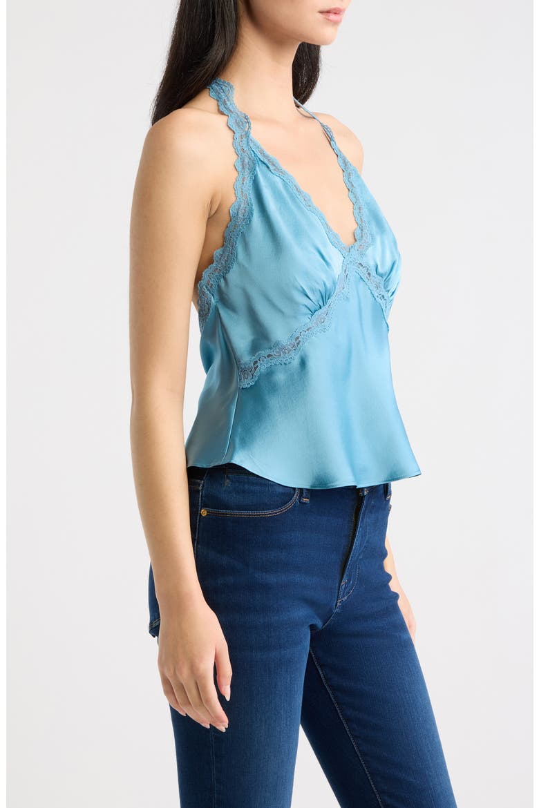Monica Lace Trim Silk Halter Top, Alternate, color, SIREN