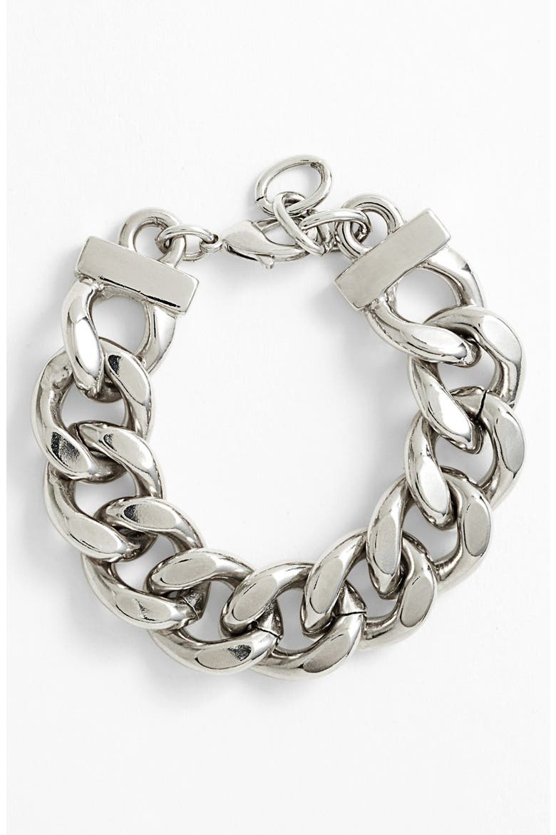 Large Curb Link Bracelet, Main, color, SILVER