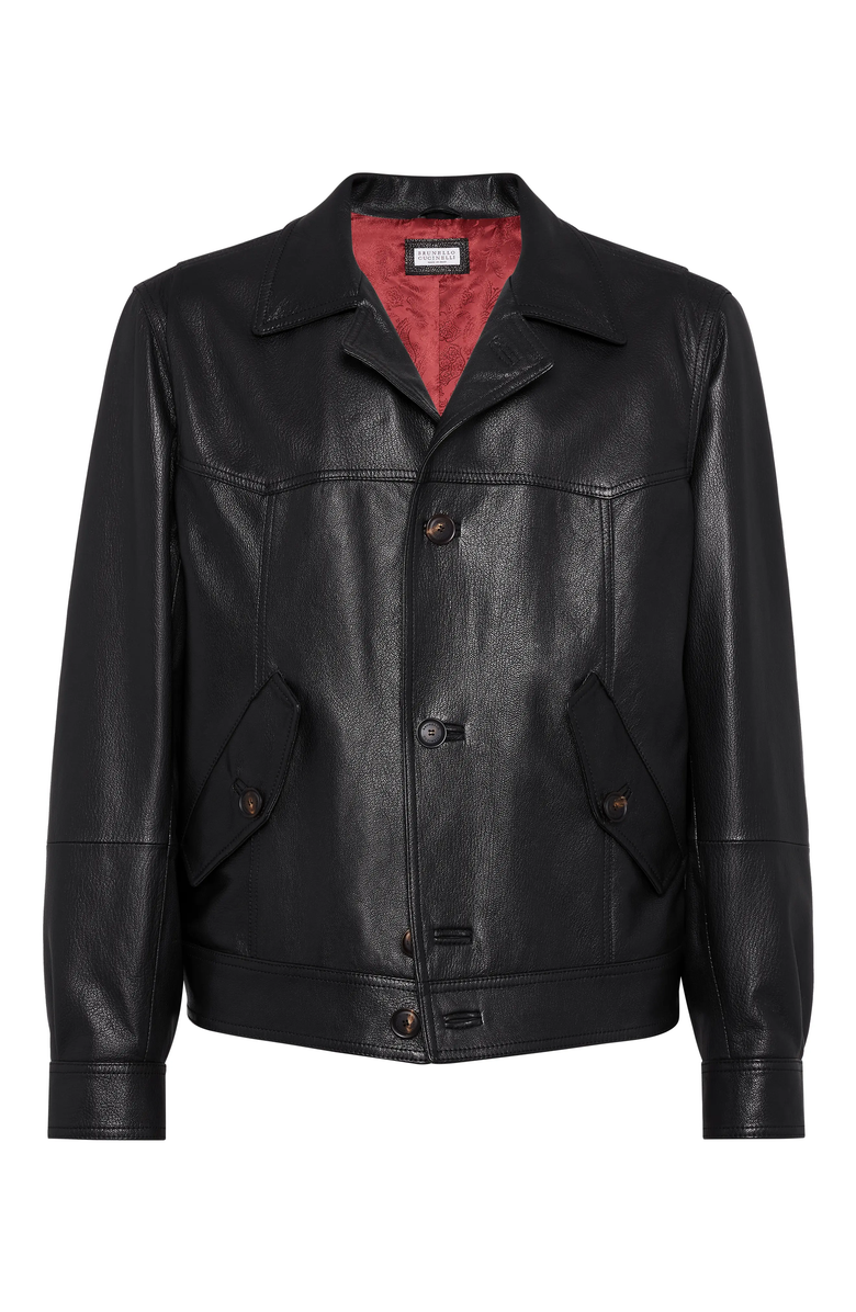 Brunello Cucinelli Grained leather jacket, Main, color,