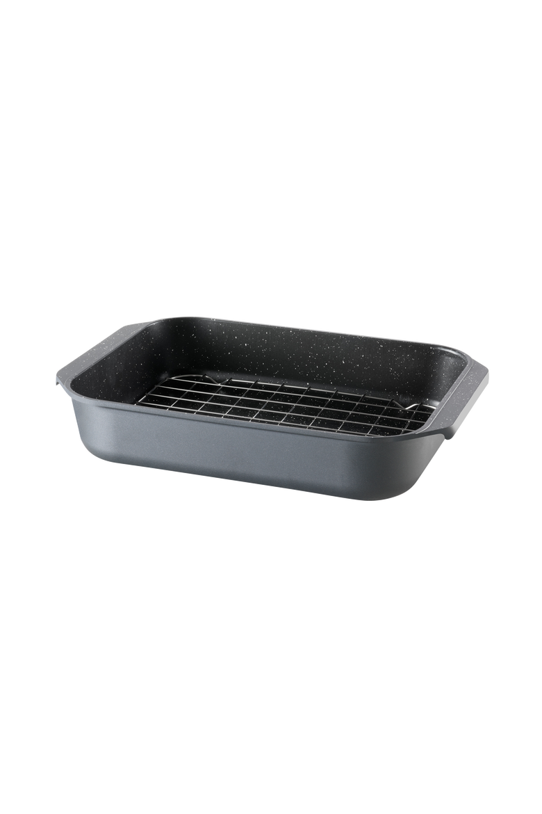 GRANITE Roaster with Rack 5.9 Qt., Main, color, BLACK