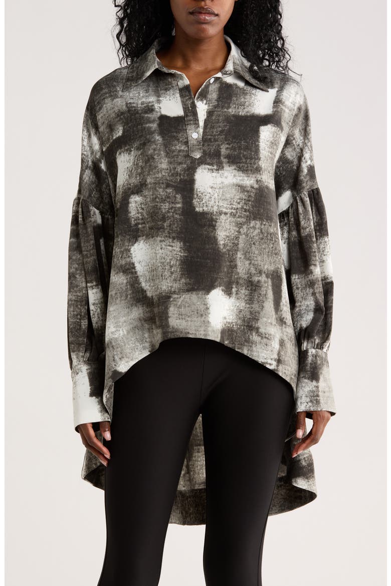 Oversize High-Low Button-Up Shirt, Main, color, GREY