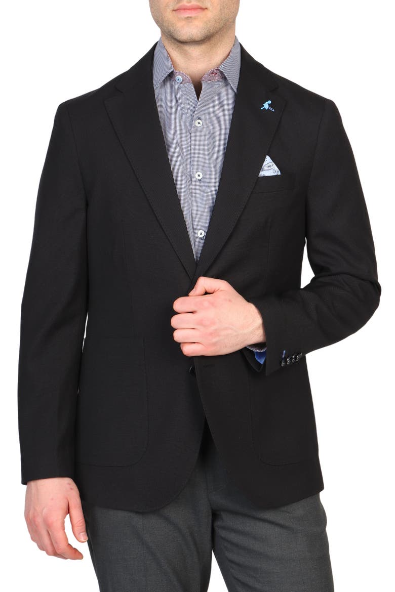 Textured Solid Sport Coat, Main, color, BLACK