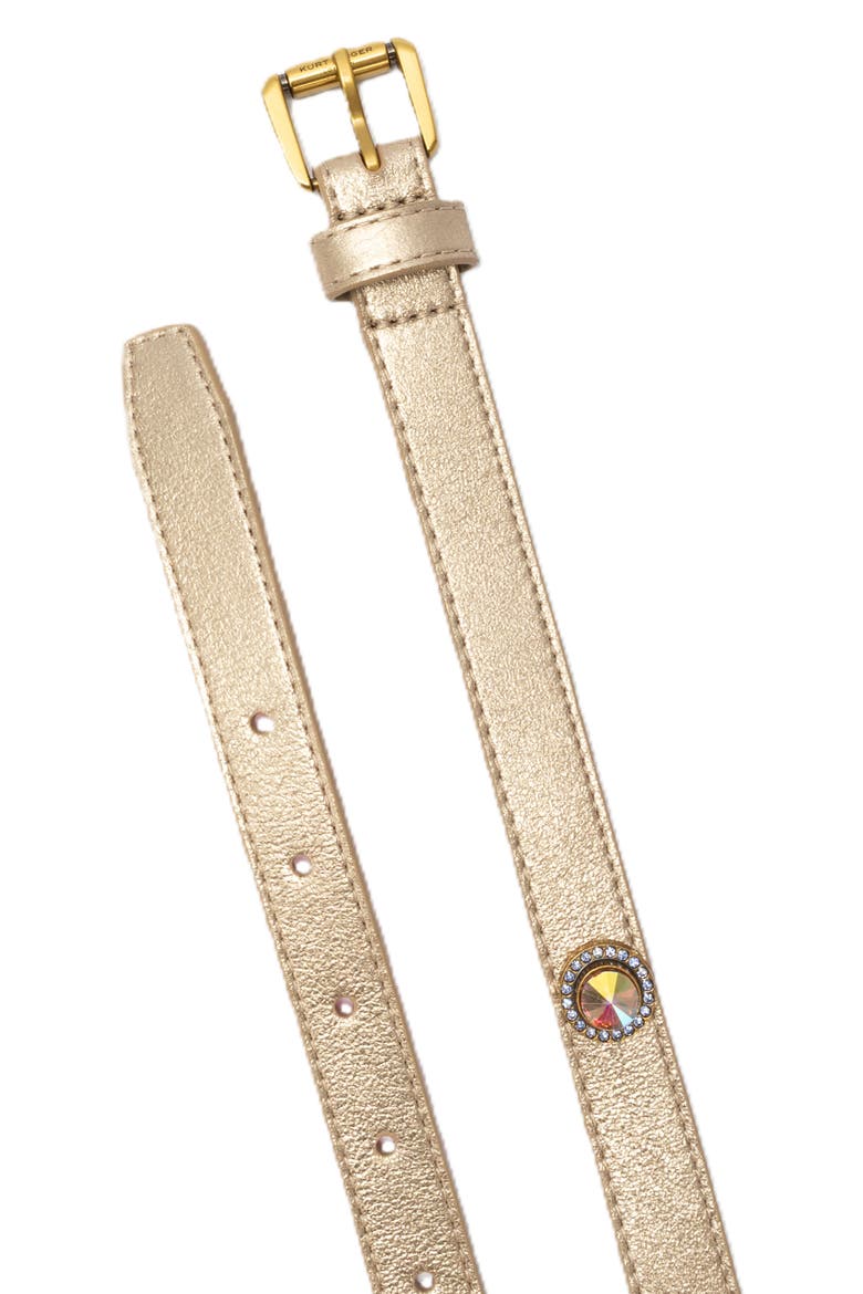 Octavia Embellished Metallic Leather Belt, Alternate, color, GOLD