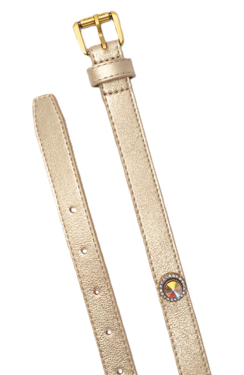 Kurt Geiger London Octavia Embellished Metallic Leather Belt, Alternate, color, Gold