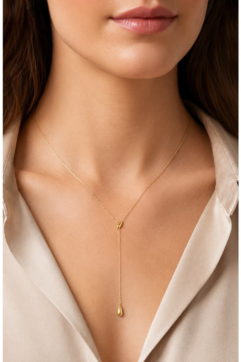 Droplet Waterproof Lariat Necklace, Alternate, color, GOLD