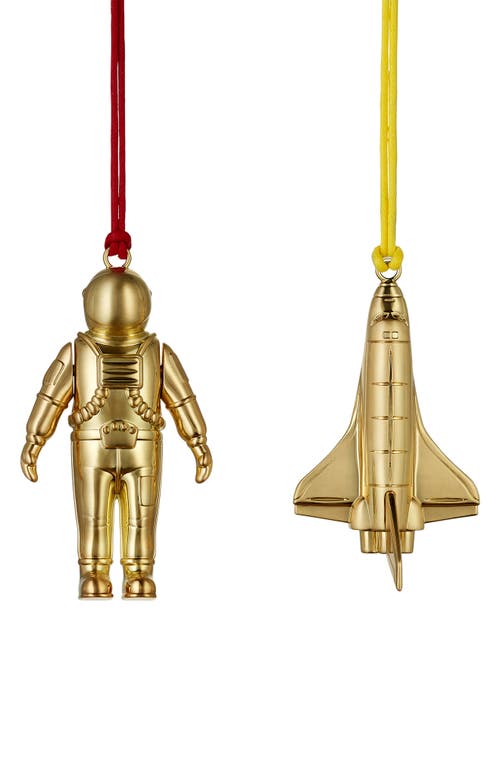 Waterford Christmas Spaceman & Rocket Ornament Set in Gold 