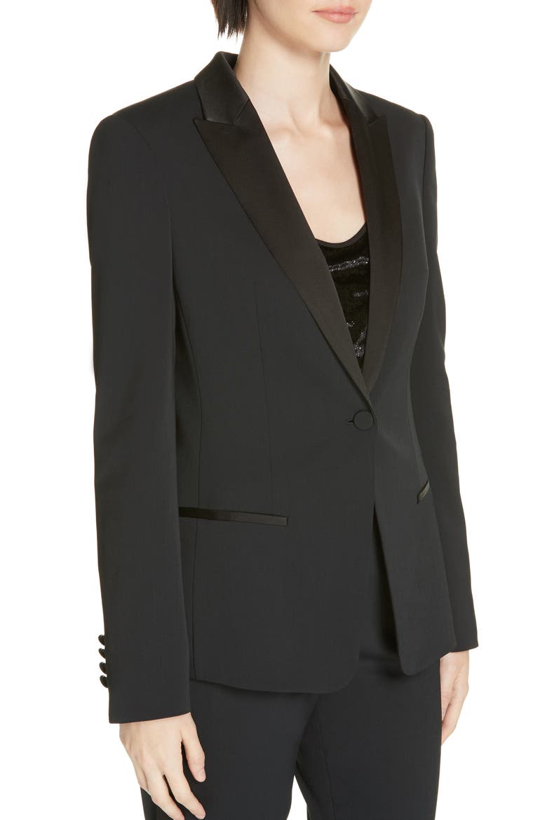 Jaxtiny Tuxedo Jacket, Alternate, color, BLACK
