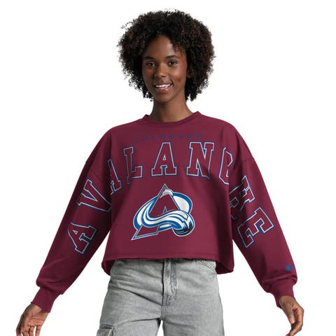 Women's Starter  Maroon Colorado Avalanche Bleachers Cropped Drop Shoulder Sweatshirt