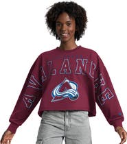STARTER Women's Starter Maroon Colorado Avalanche Bleachers Cropped Drop Shoulder Sweatshirt