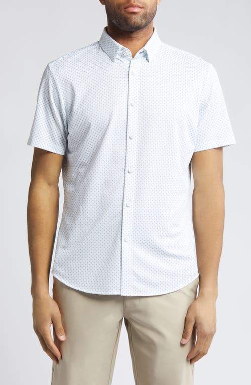 Mizzen+Main Halyard Dot Print Short Sleeve Button-Up Shirt in White/Blue  product