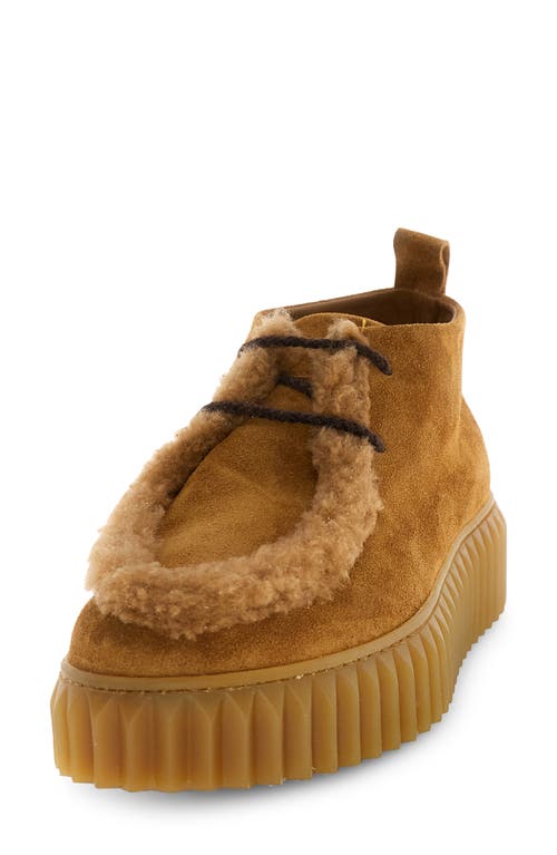Voile Blanche Penelope Genuine Shearling Platform Bootie In Brown