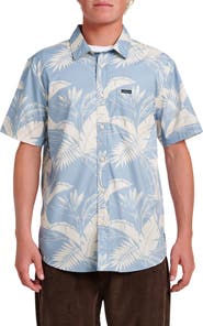 Quiksilver Kahnu Classic Fit Leaf Print Short Sleeve Button-Up Shirt