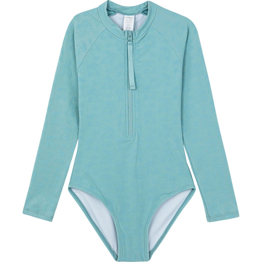 Shop Gottex Kids Palm Party Textured Long Sleeve Zip Front One Piece