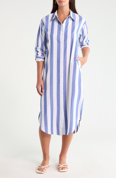 Jordy Stripe Linen & Cotton Shirtdress