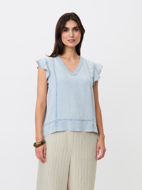 Madalali Denim V-Neck Blouse