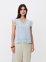 Masai Copenhagen Madalali Denim V-Neck Blouse