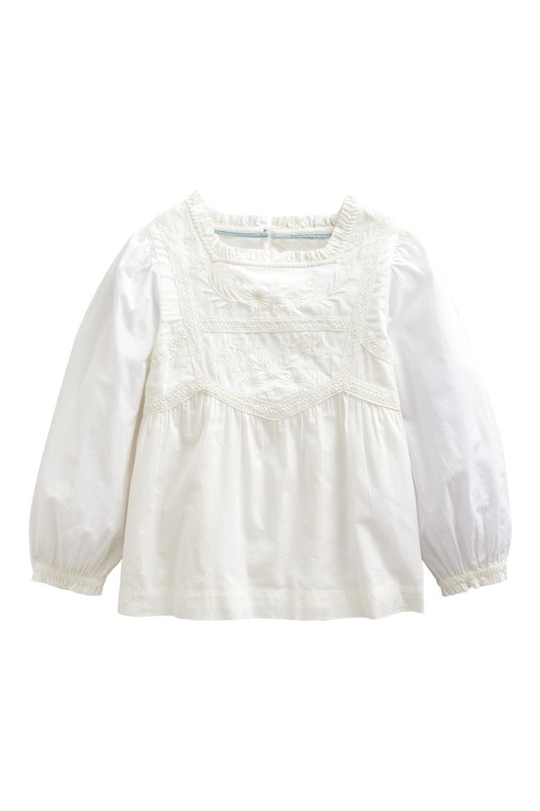 Kids' Floral Embroidered Cotton Blouse, Main, color, IVORY