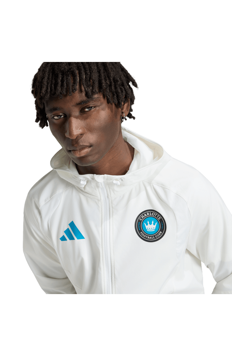 adidas Men's adidas  White Charlotte FC Tiro Travel Full-Zip Hooded Windbreaker, Alternate, color, White