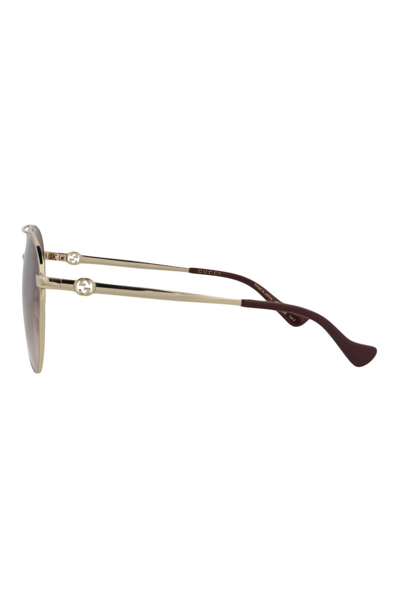 61mm Pilot Sunglasses, Alternate, color, GOLD GOLD BROWN