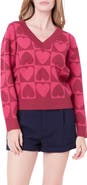 English Factory Heart V-Neck Pullover Sweater