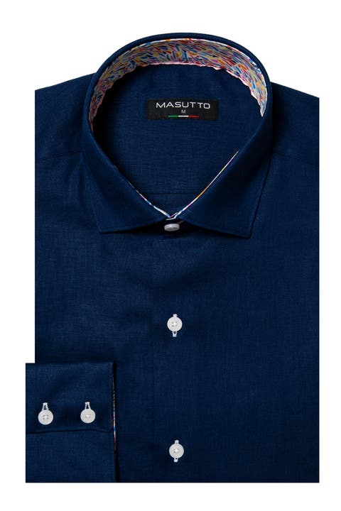 Cosimo Linen Button-Up Long Sleeve Shirt