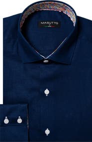 MASUTTO Cosimo Linen Button-Up Long Sleeve Shirt