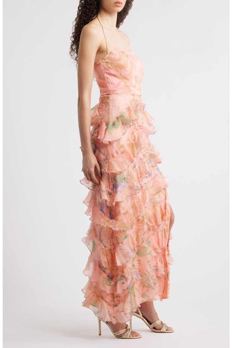 Ruffle Maxi Dress, Alternate, color, ORANGE TONE MARBLE SWIRL