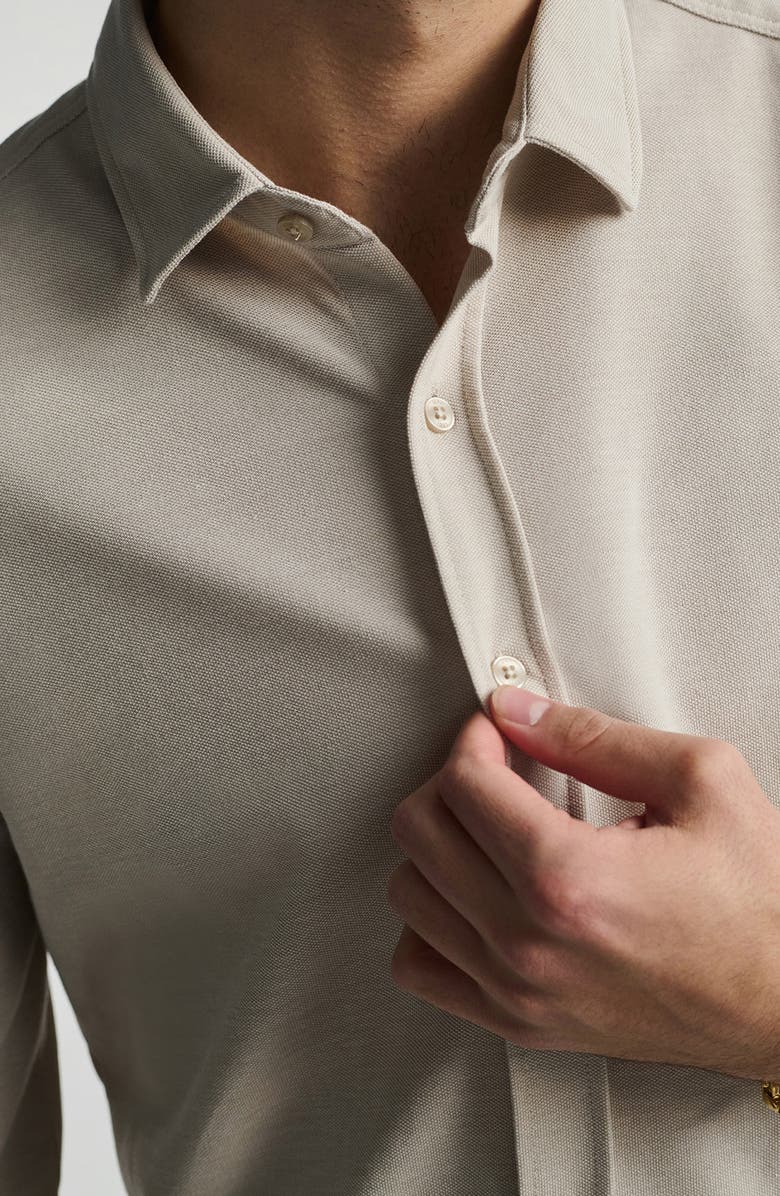 Mavi Jeans Piqué Button-Up Shirt, Alternate, color, Silver Lining