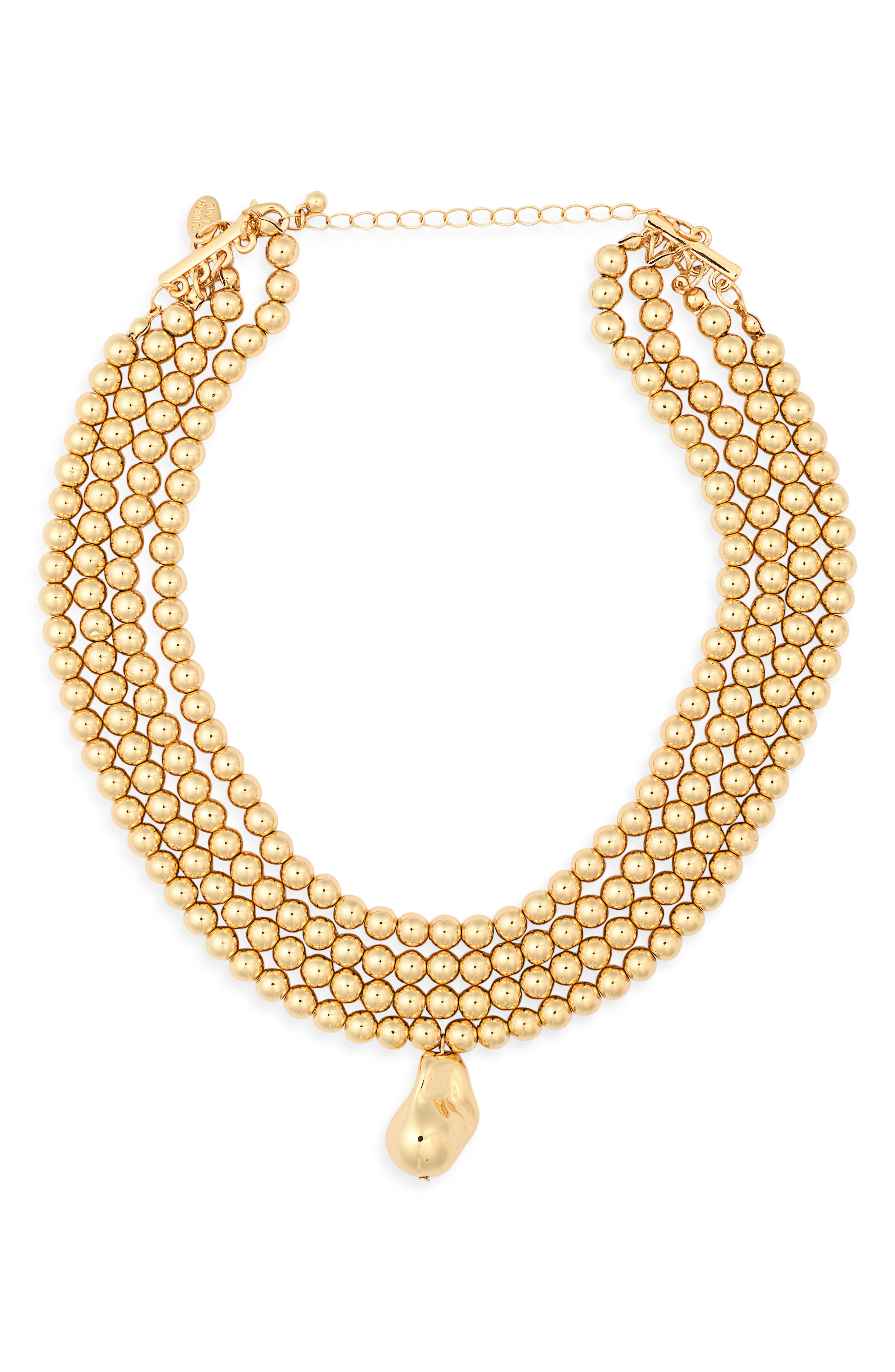 Beaded 4-Row Pendant Necklace