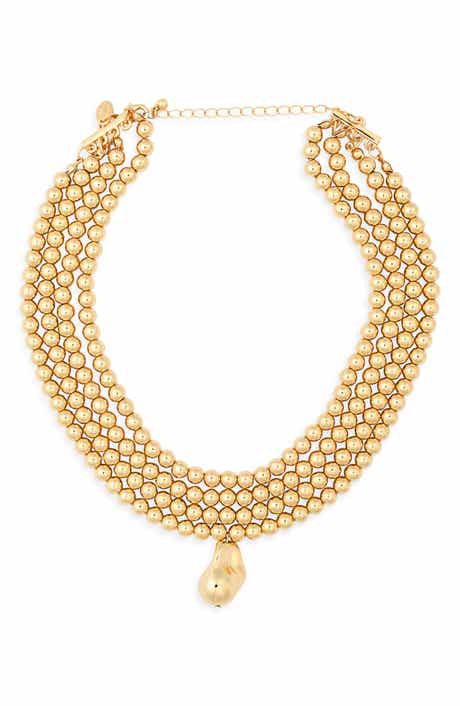 Beaded 4-Row Pendant Necklace