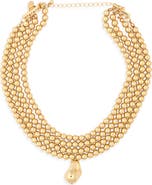 Kenneth Jay Lane Beaded 4-Row Pendant Necklace