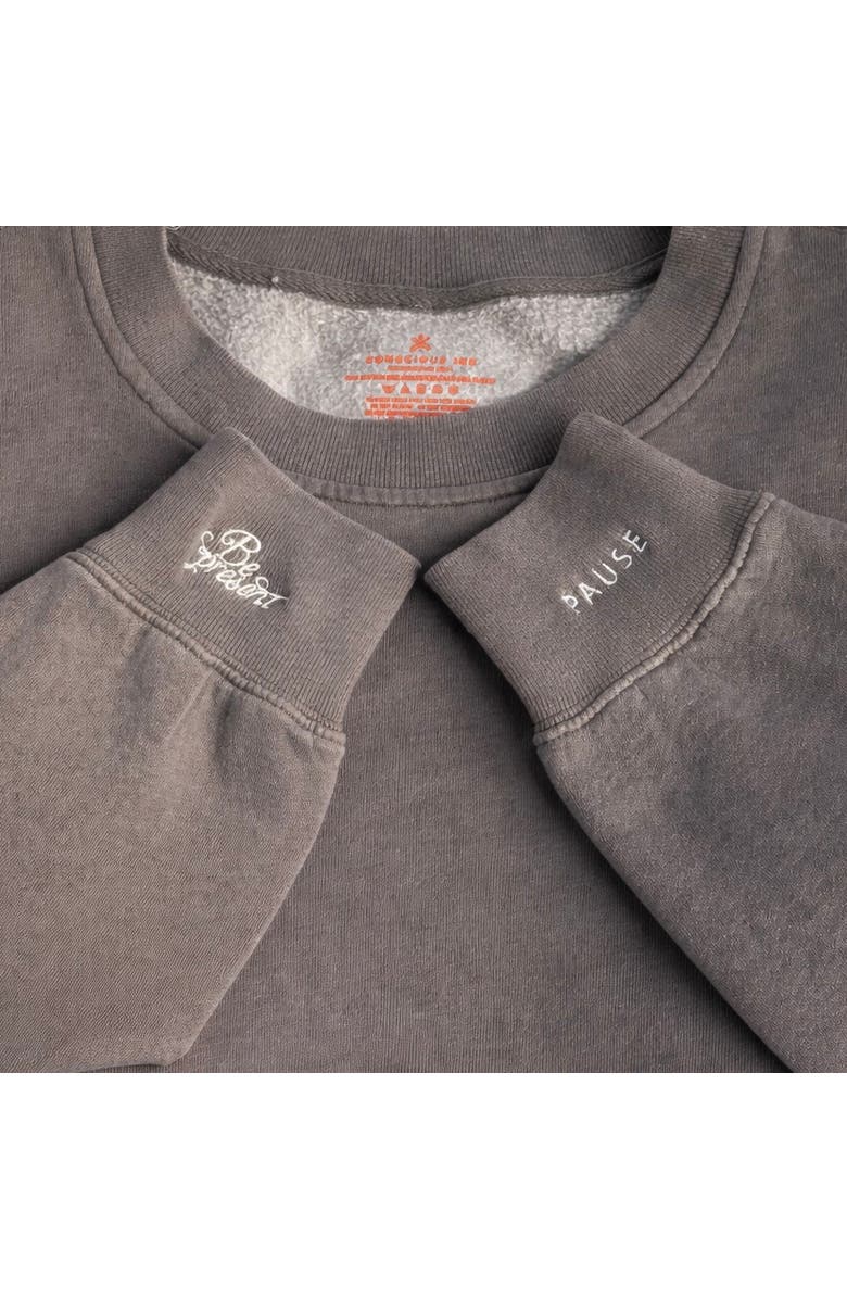 Conscious Ink Pause Be Present Manifest Sweatshirt + Ink, Alternate, color, Faded Grey