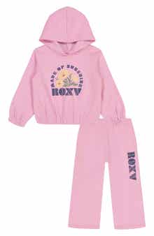 Roxy Kids' Fleece Graphic Hoodie & Wide Leg Pants Set