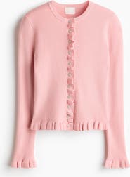 H&M Ruffled Rib-Knit Cardigan