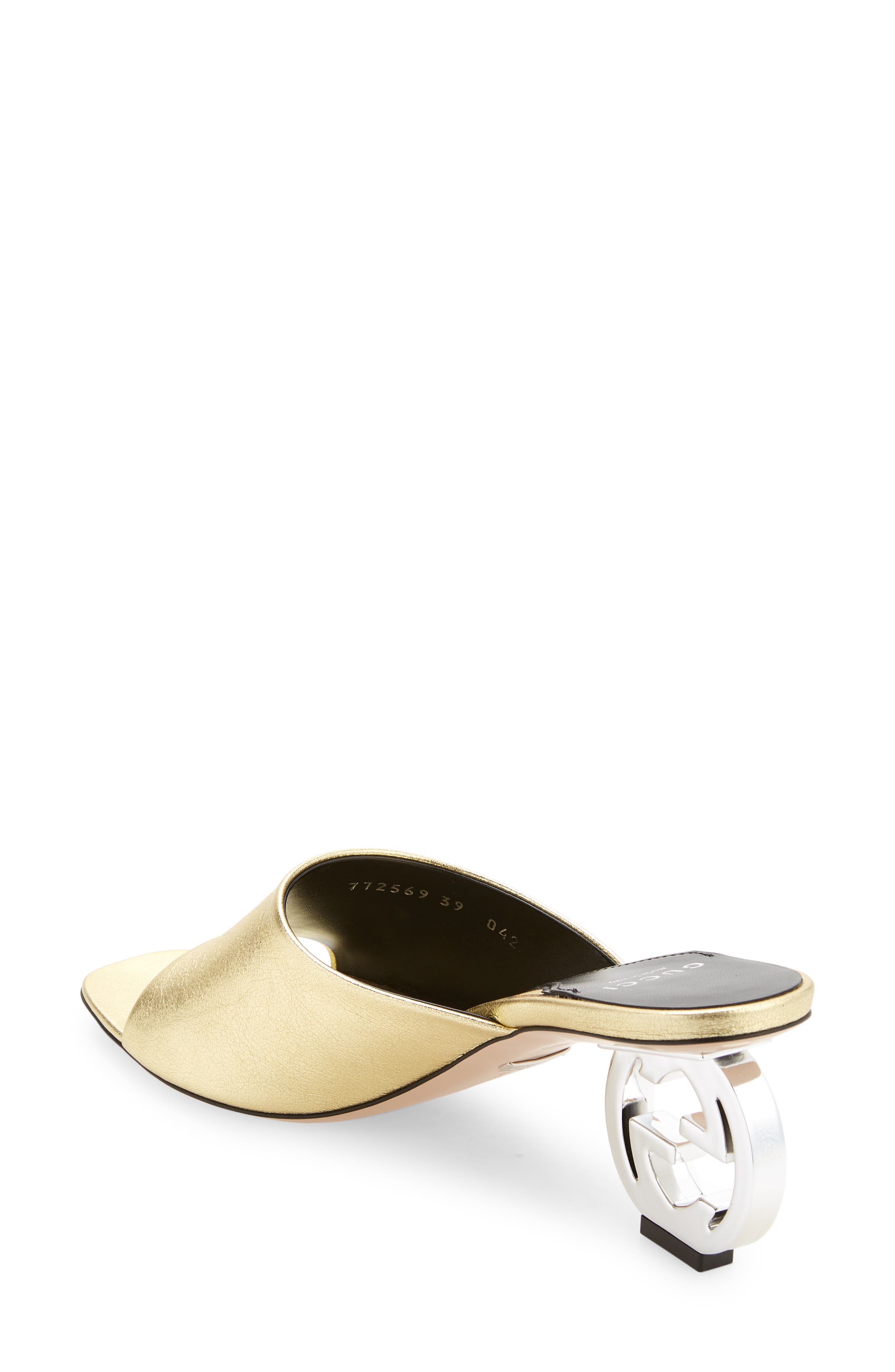 Gucci Bella GG Heel Slide Sandal, Alternate, color, Gold Eggplant