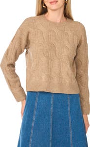 1.STATE Cable Crewneck Sweater
