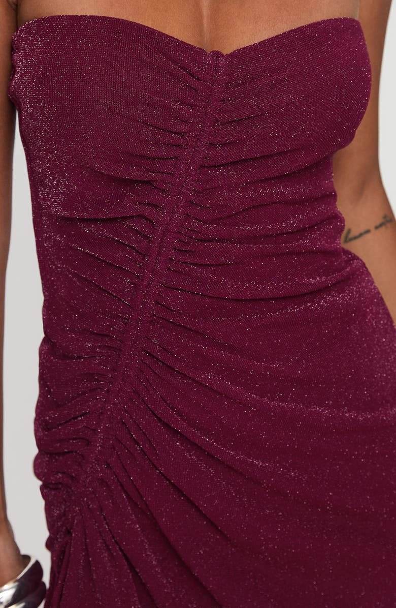 Princess Polly Me Again Glitter Strapless Minidress, Alternate, color, Burgundy