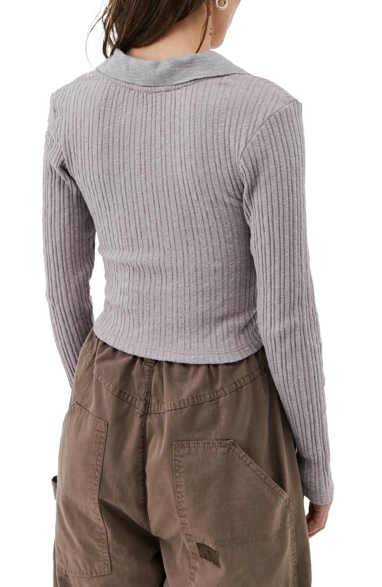 BDG Urban Outfitters Rosie Crop Long Sleeve Polo, Alternate, color,